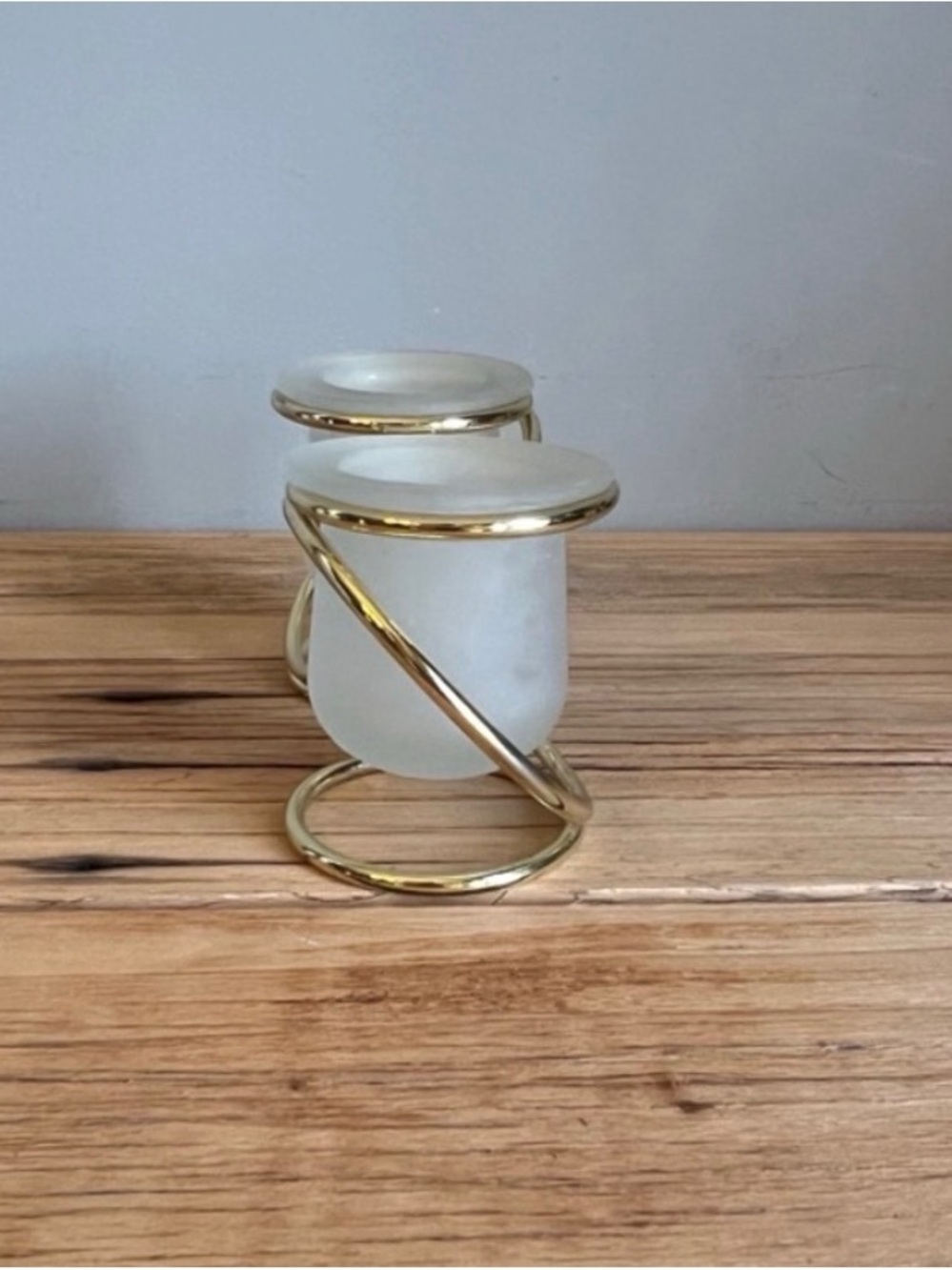 Gold and Frosted Glass Spiral Candle Holders - Set of 2 - Picture 5 of 9
